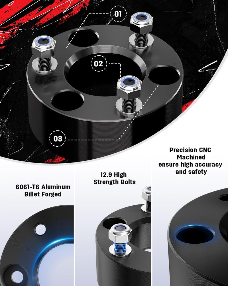 Richeer 3" Front and 2" Rear Leveling Lift Kits for 2009-2025 Ram 1500 4X4 4WD/AWD,2020-2025 Ram 1500 2WD/RWD, 3 Inch Front Strut Spacers and 2 Inch Rear Lift Spacer for 2009-2025 Ram 1500 Lift Kits - Image 3